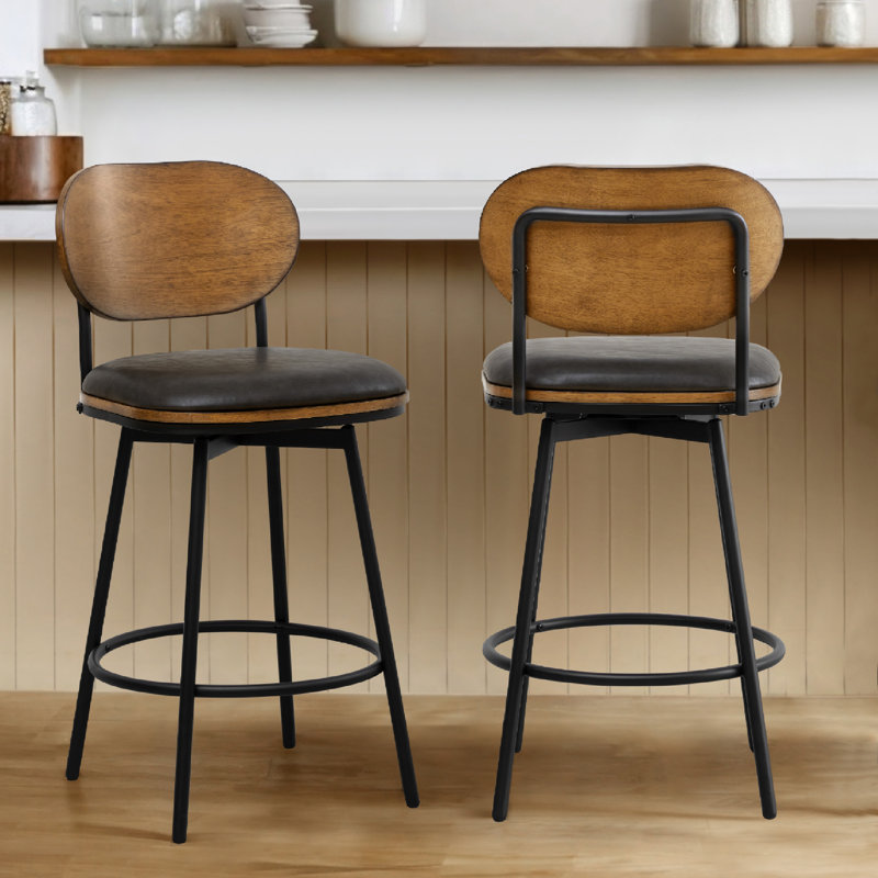Tabouret pivotant et en métal Avriel, 2, Gris foncé, Tabouret de comptoir avec siège d'une hauteur de 