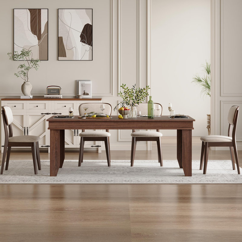 Table de salle à manger Farmhouse pour 6 à 8 personnes, grande table rectangulaire en bois rustique pour la cuisine, le salon, le restaurant, sans chaises
