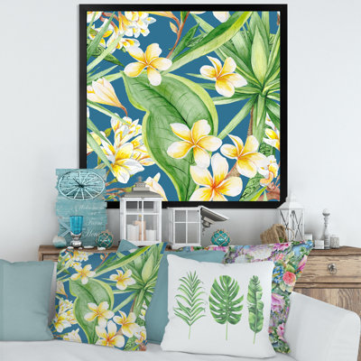 " Tropical Foliage And Yellow Flowers XV " Painting Print