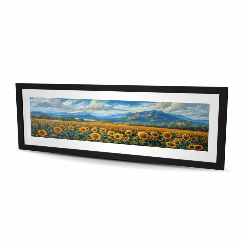 Champ de tournesols - reproduction encadrée orange mat pour la décoration intérieure