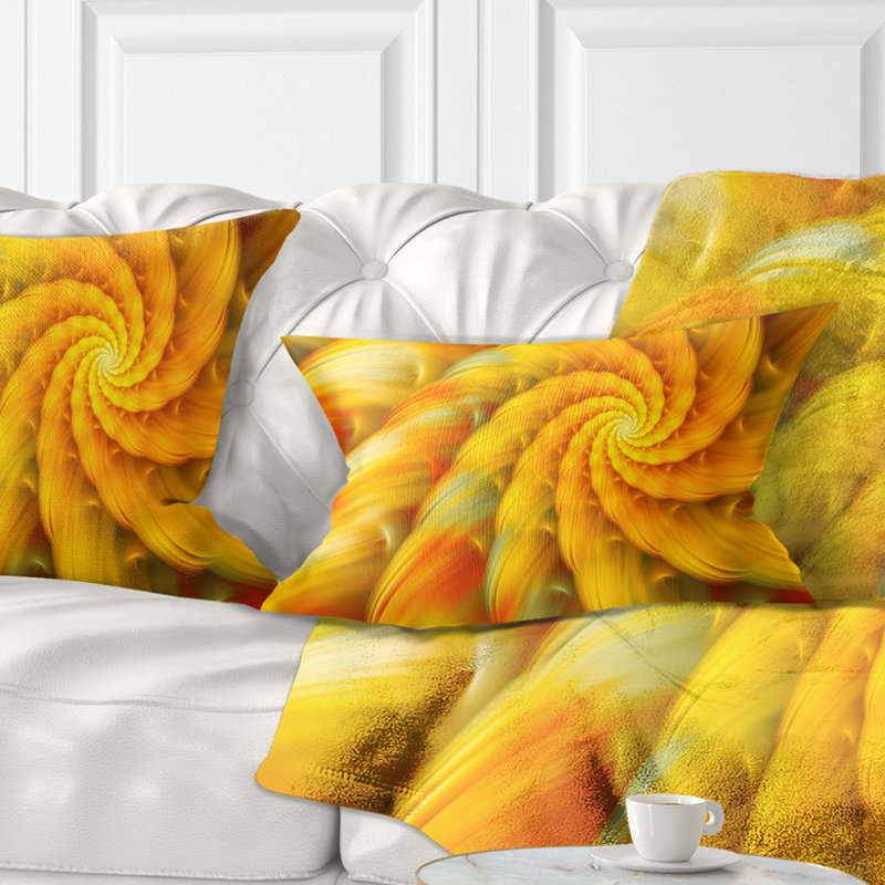 Coussin décoratif rotatif à fleurs fractales, Jaune