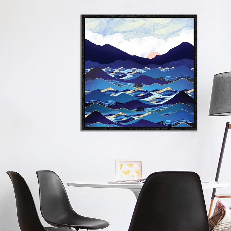 Ocean Blue - Print on Canvas, Black Framed, 93.98 cm H x 93.98 cm W