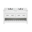 Meuble-lavabo double 60 po Dilkhush avec comptoir en quartz de Carrare blanc, évier et dosseret, blanc tourterelle, pré-assemblé