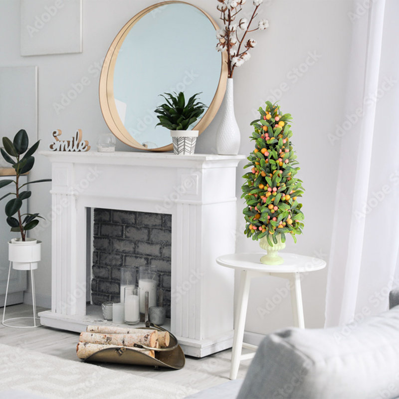 20'' Faux Flowering Plant in Ceramic Vase