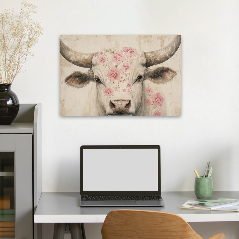 Art floral - Vache rétro, H 24 po x l 16 po