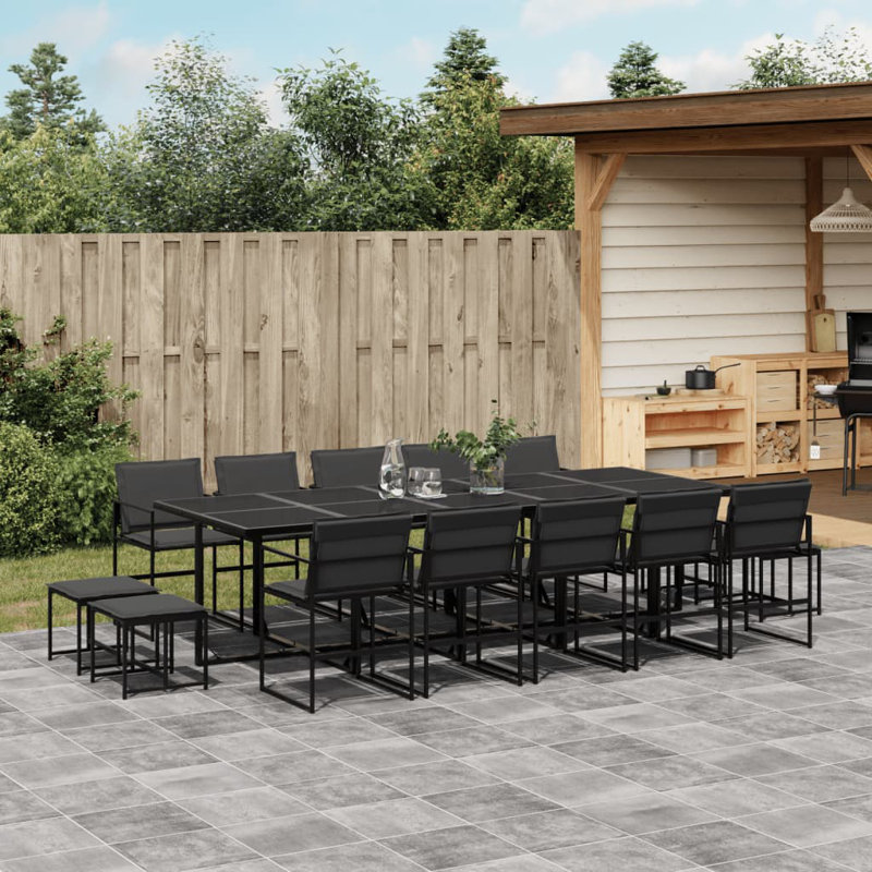  Garden Dining Set Black,String,Dark Gray, 14
