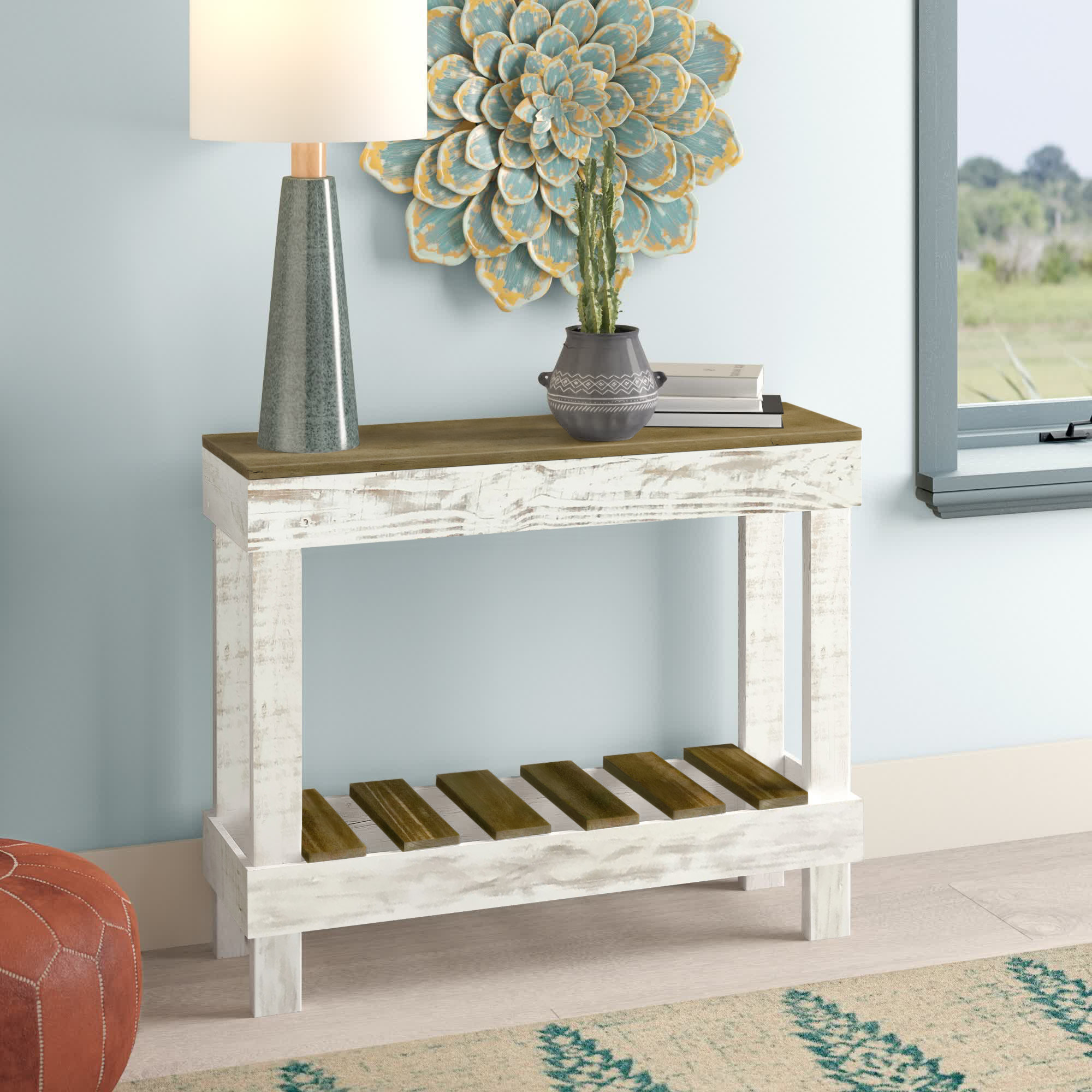 Barb small rustic solid wood console table by 2024 del hutson designs