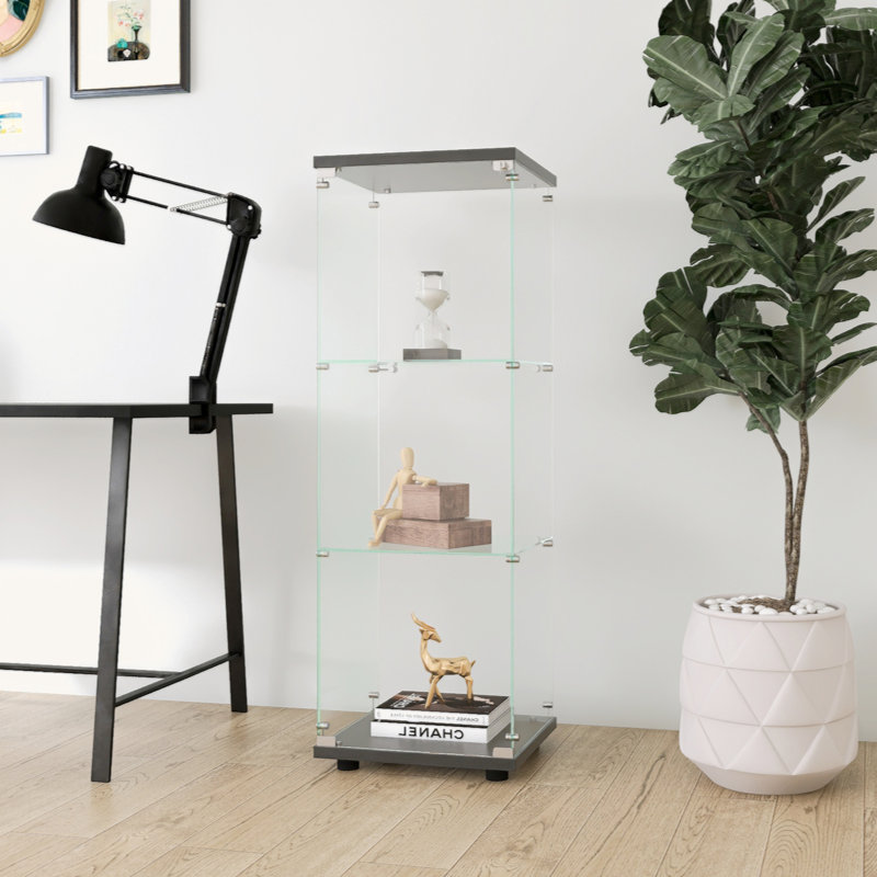Vitrine en verre avec 3 tablettes, armoires à une porte pour le salon, la chambre à coucher, le bureau, la bibliothèque