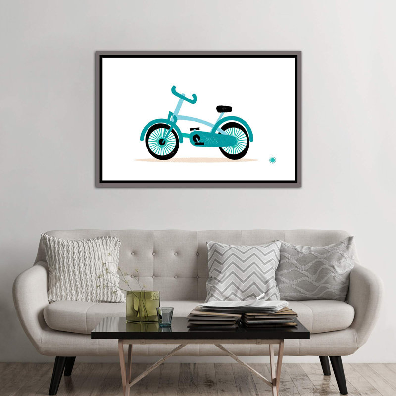 Vélo - imprimé, Pas de tapis, H 40 po x l 60 po x 1,5 po, Toile avec cadre gris