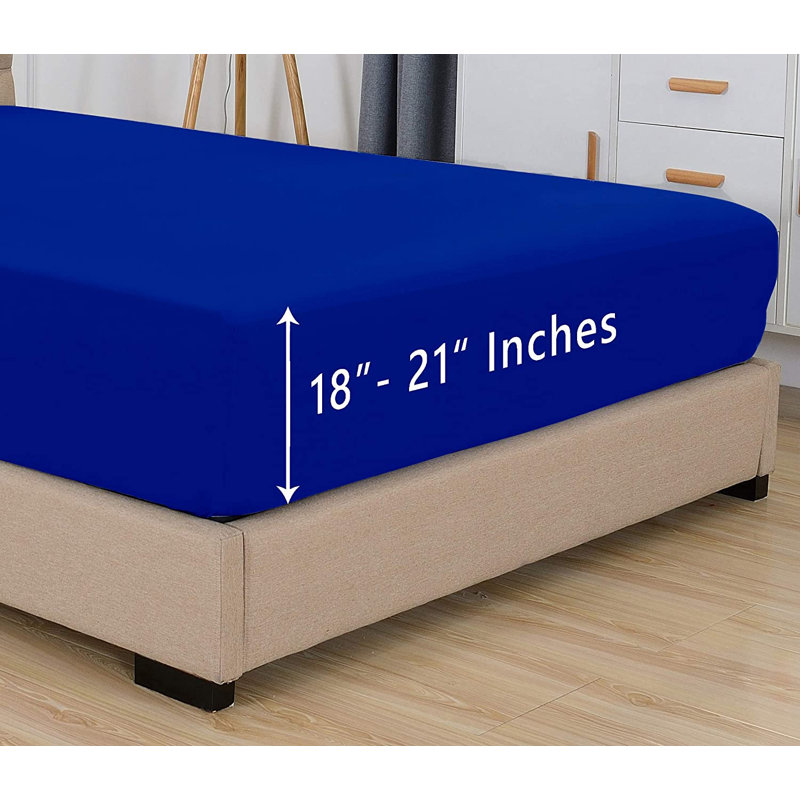 Microfiber Fitted Sheet, Royal Blue, King