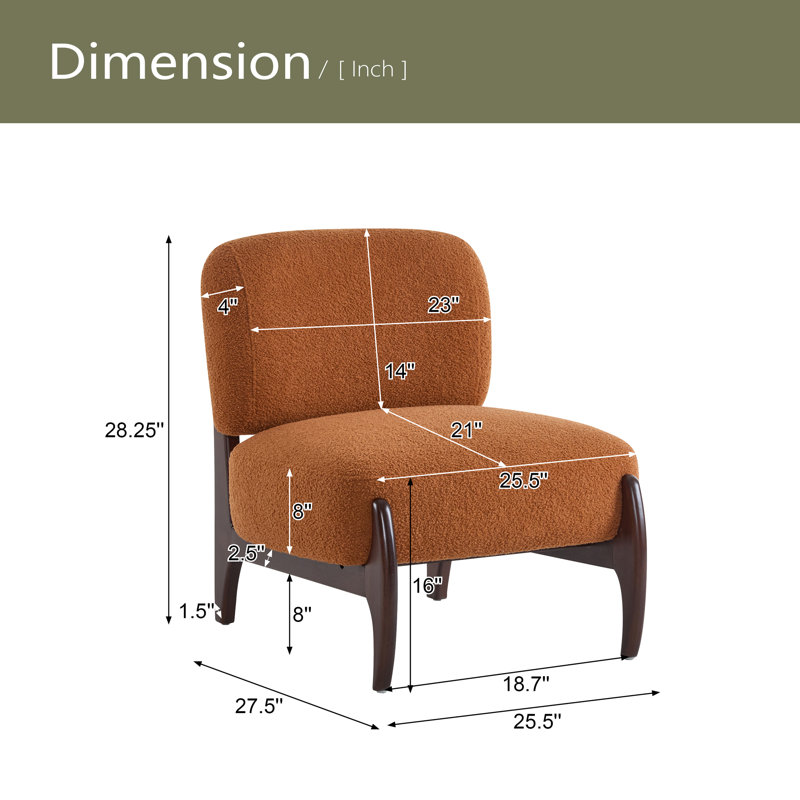 Méridienne moderne de 25,5 po avec structure en bois massif, revêtement doux et durable Boucle, parfaite pour le salon, la chambre à coucher ou le bureau