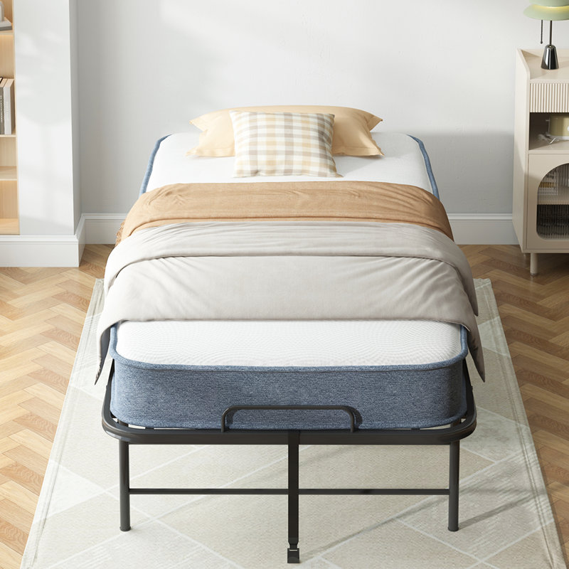 Lit d'invité pliant avec matelas, lit pliant portatif avec roulettes