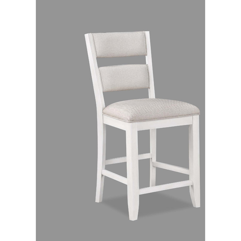 Ensemble de chaises d'appoint à hauteur de comptoir 2 pièces, Blanc, Beige
