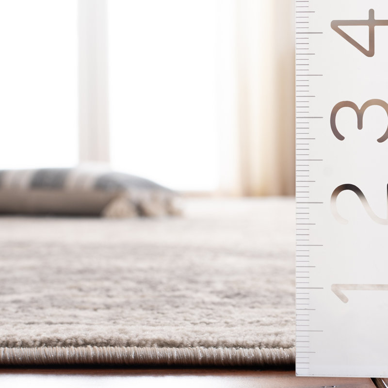 Tapis oriental crème / gris Aurelle, Carré 9 pi