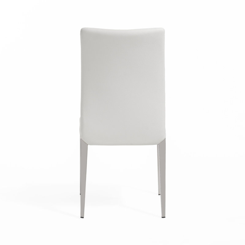 Devan 18'' H Faux Leather Upholstered Side Chair, Shiny White Faux Leather