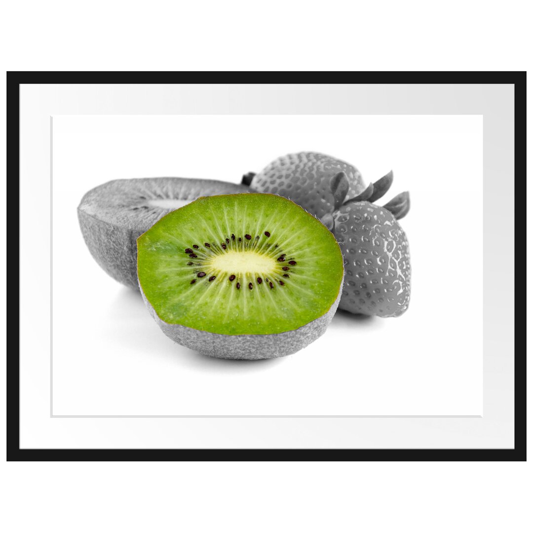 Gerahmtes Poster Fruchtige Erdbeeren mit Kiwi