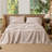 Moomee Striped Flat Sheet 100% Washed Cotton Linen Like Textured Breathable Lightweight-126119795-125894531