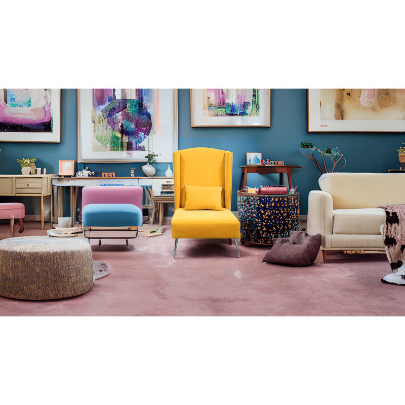 Loft Upholstered Wingback Chair, Yellow