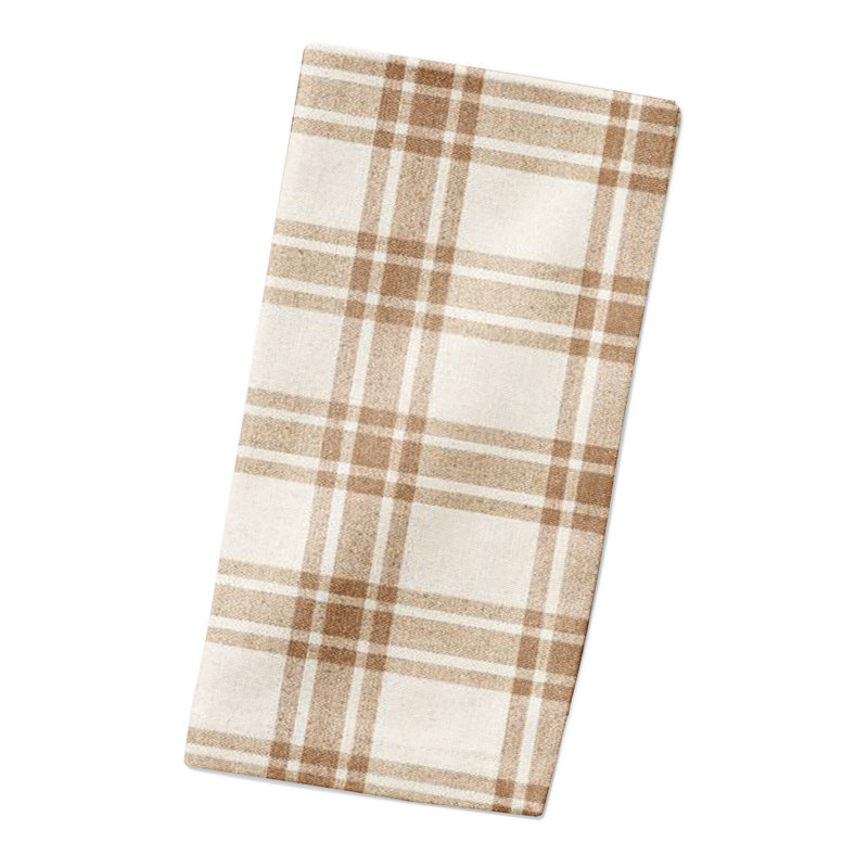 Marikos Cotton Plaid Square Napkin, Orange