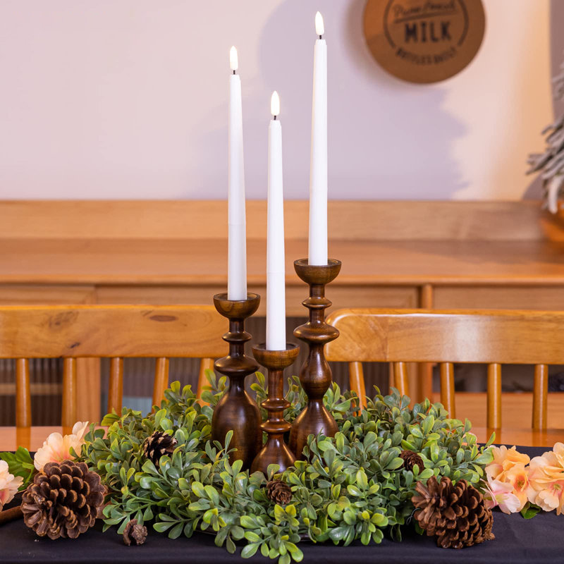 Wood Candle Holders, Brown