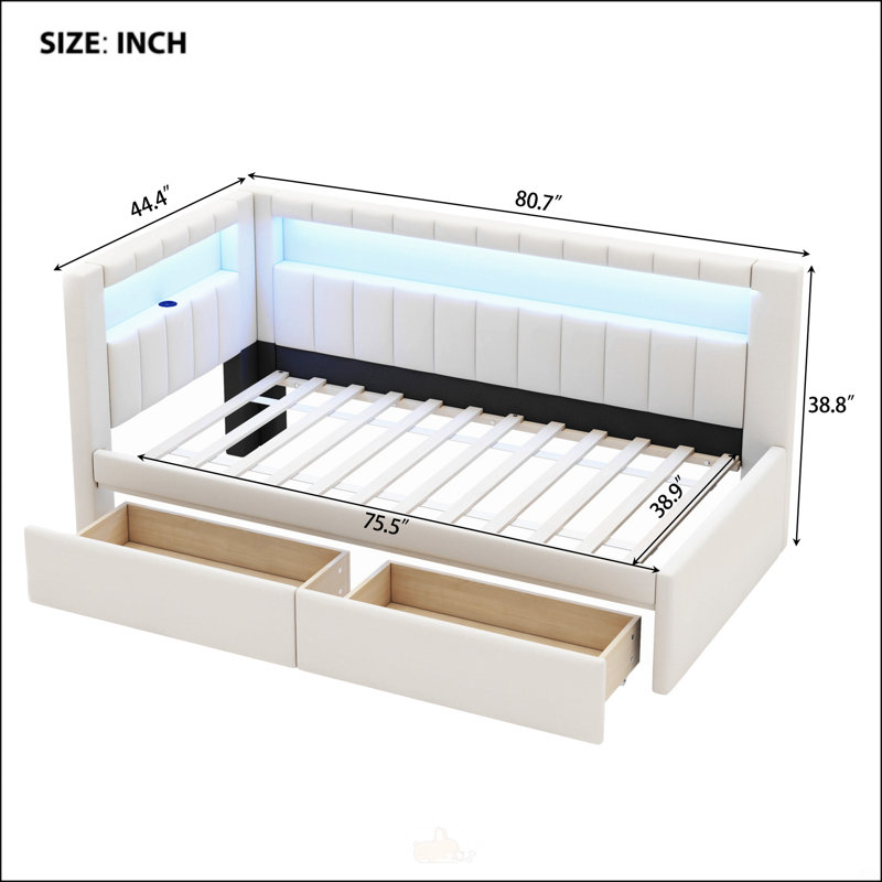 Upholstered Twin Size Platform Bed