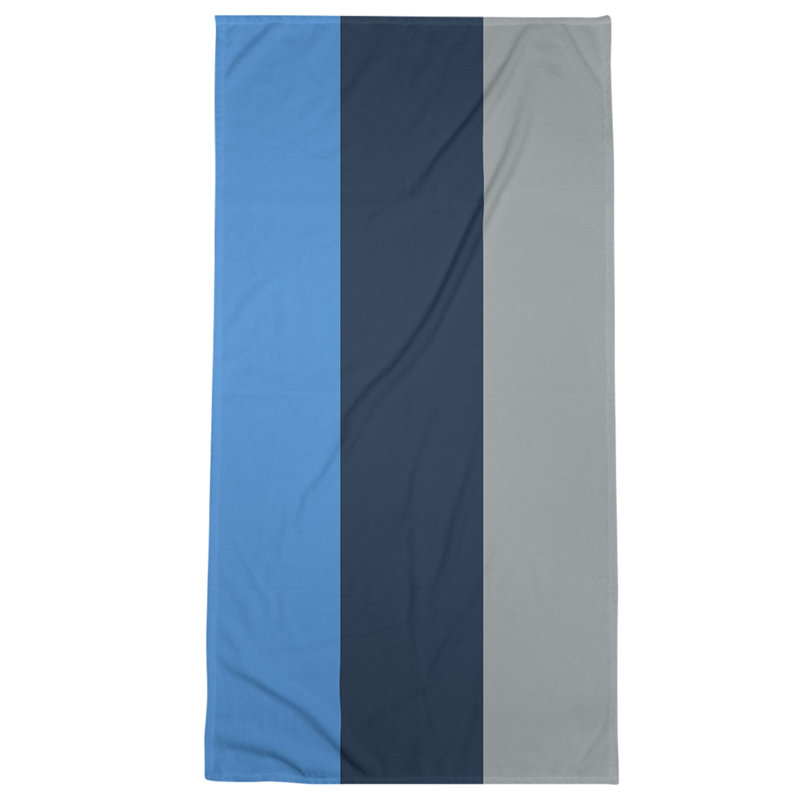 Cotton Blend Beach Towel, Light Blue/Navy Blue/Gray
