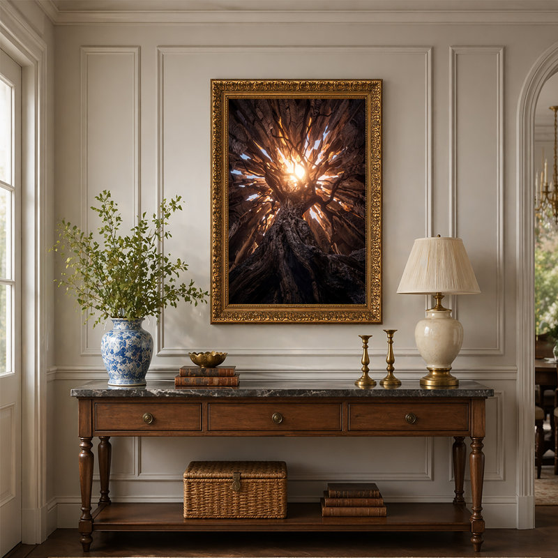 Art antique sur toile, "Tronc d'arbre antique", H 30 po x l 20 po