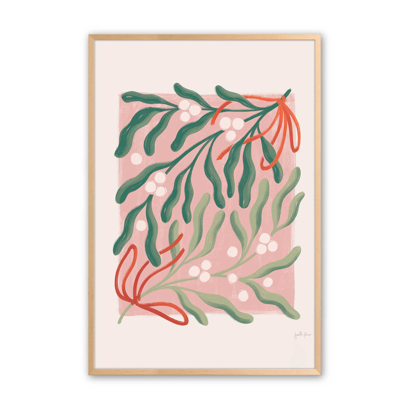 «Christmas Verdery I Rolled Print», Érable brut encadré, H 15 po x l 12 po x P 1,25 po
