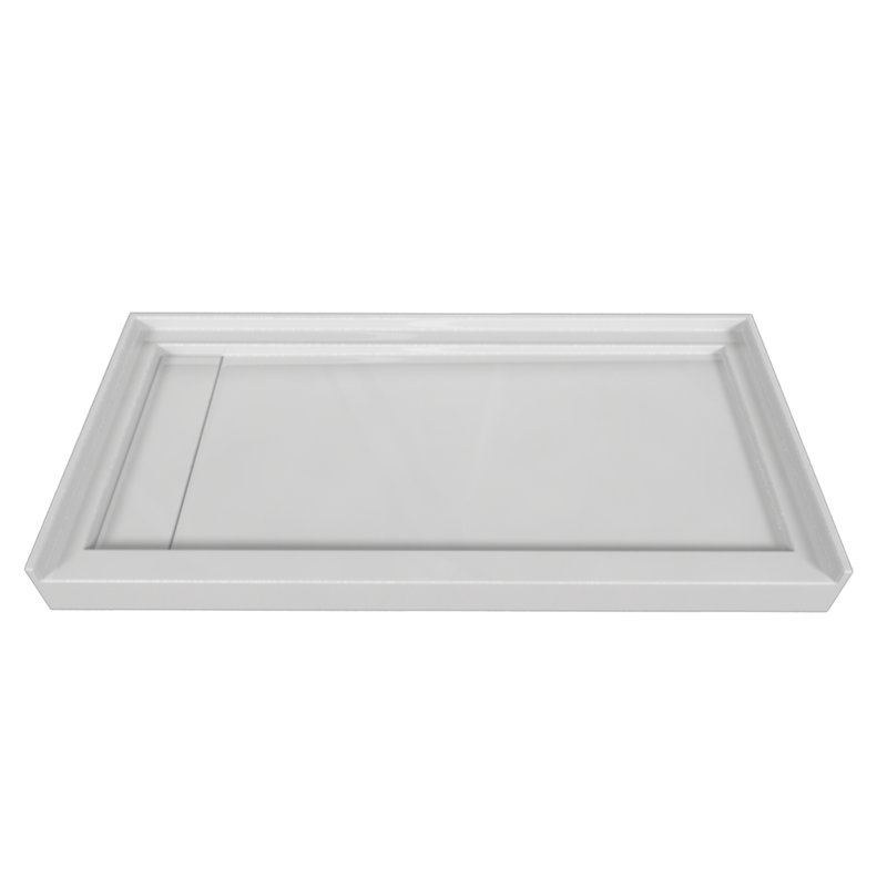 Signature 60'' W 32'' D Rectangular Single Shower Base, Left, White