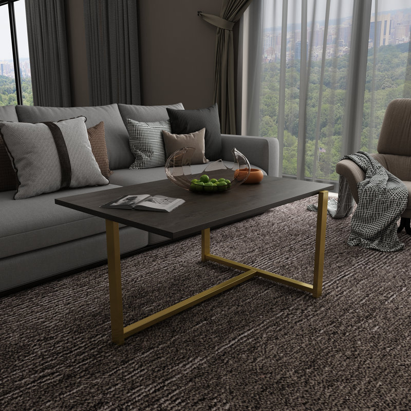 Geometric Coffee Table, Dark Oak, Gold