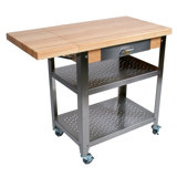 Cucina Elegante Kitchen Cart with Wood Top