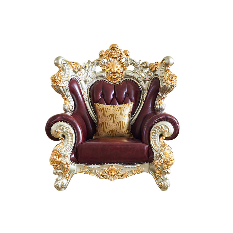 Fauteuil en cuir véritable capitonné européen