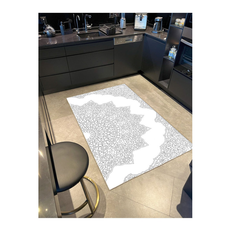 Tapis demi-étoile à motif tissé lavable, Sous-tapis carré 3 pi 3 po inclus