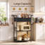 Kitchen Baker's Rack, Microwave Stand Coffee Station with Storage, Kitchen Storage Rack Featuring 8 Hooks & 2 Drawers, 57 x 36 x 105 cm, Black, Simple Assembly, for Kitchen & Living Room