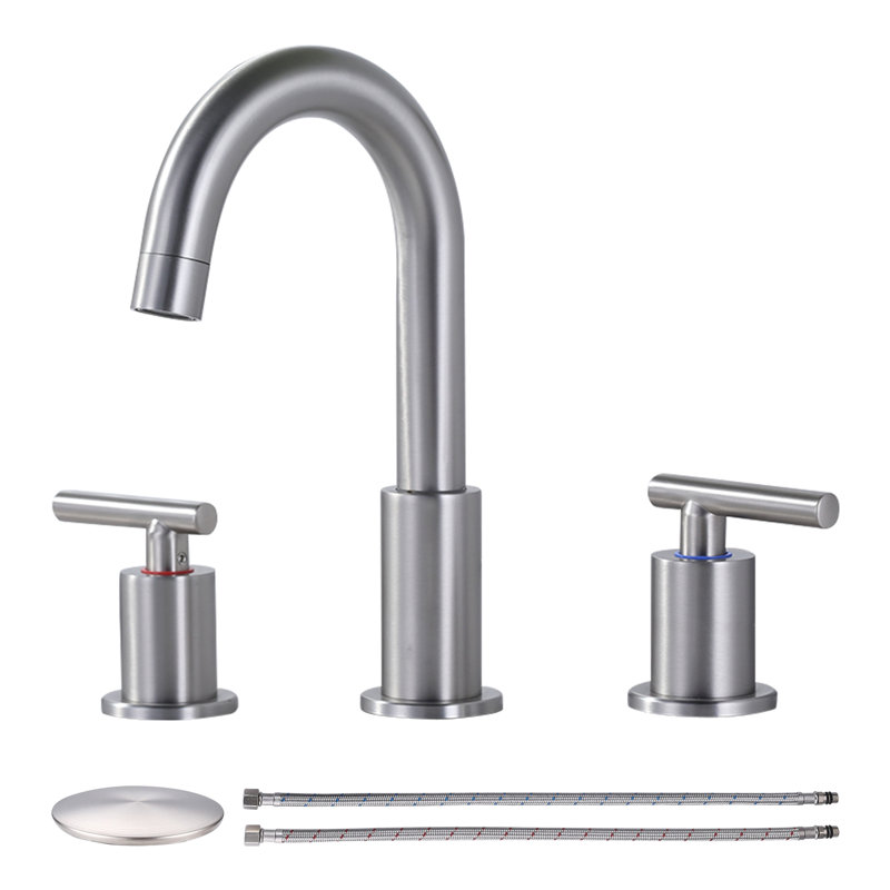 Brushed Nickel Double Handle High Arc Bathroom Faucet
