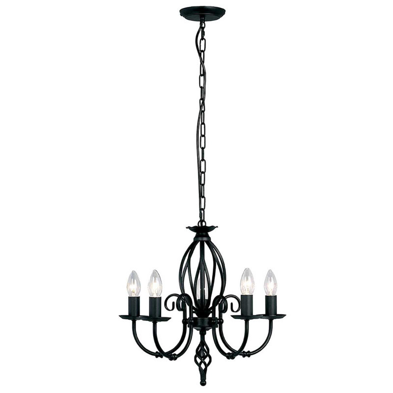 Wannamaker 5 - Light Candle Style Chandelier, Black