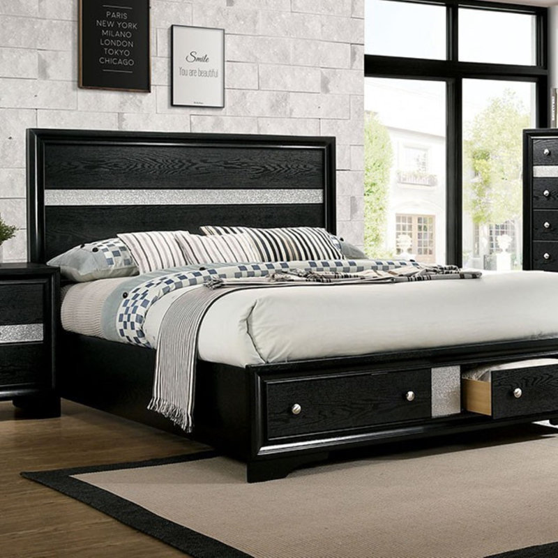 Smartt Panel Storage Bed, Queen, Black