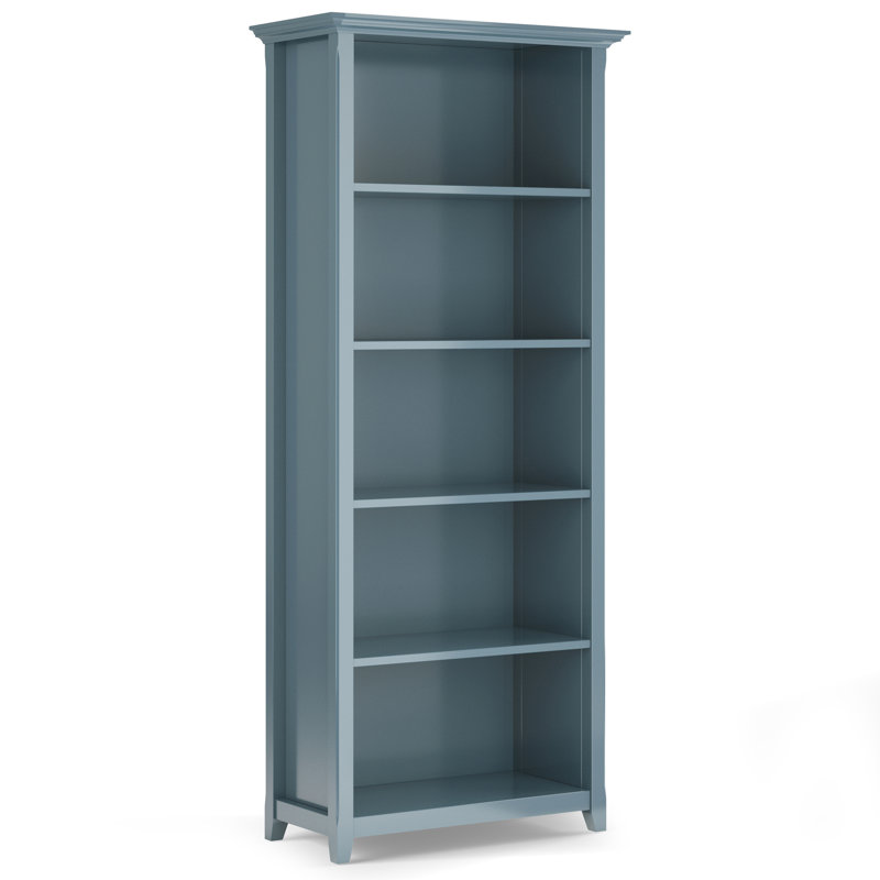 Amherst 30"W Solid Wood 5 Shelf Bookcase with Adjustable Shelves, Bleu français