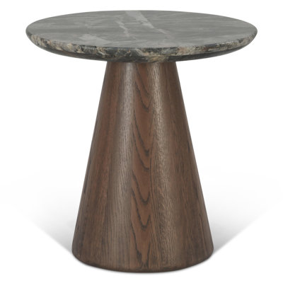 Caldera Side Table in Lava Marble and Dark Oak