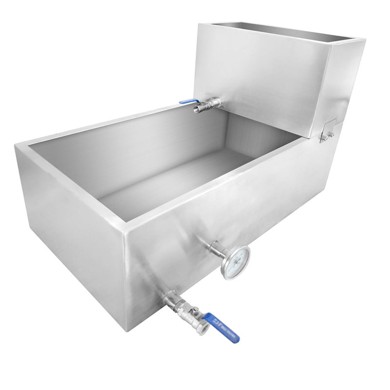 76.2x40.6x48.3 Cm Maple Syrup Evaporator Pan, 304 Stainless Steel Maple Syrup Boiling Pan, 94.6 L Maple Syrup Pan With 3/4 Inch Valve And Thermometer For Making Sweet Maple Syrup