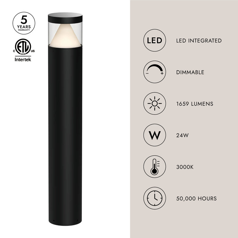 Hanover LED Bollard Light, 29.38" H x 6.38" W x 6.38" D