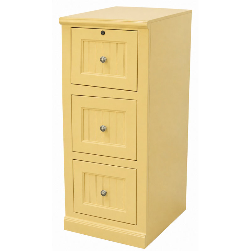 18.25'' Wide 3 -Drawer Solid Wood File Cabinet, Yellow