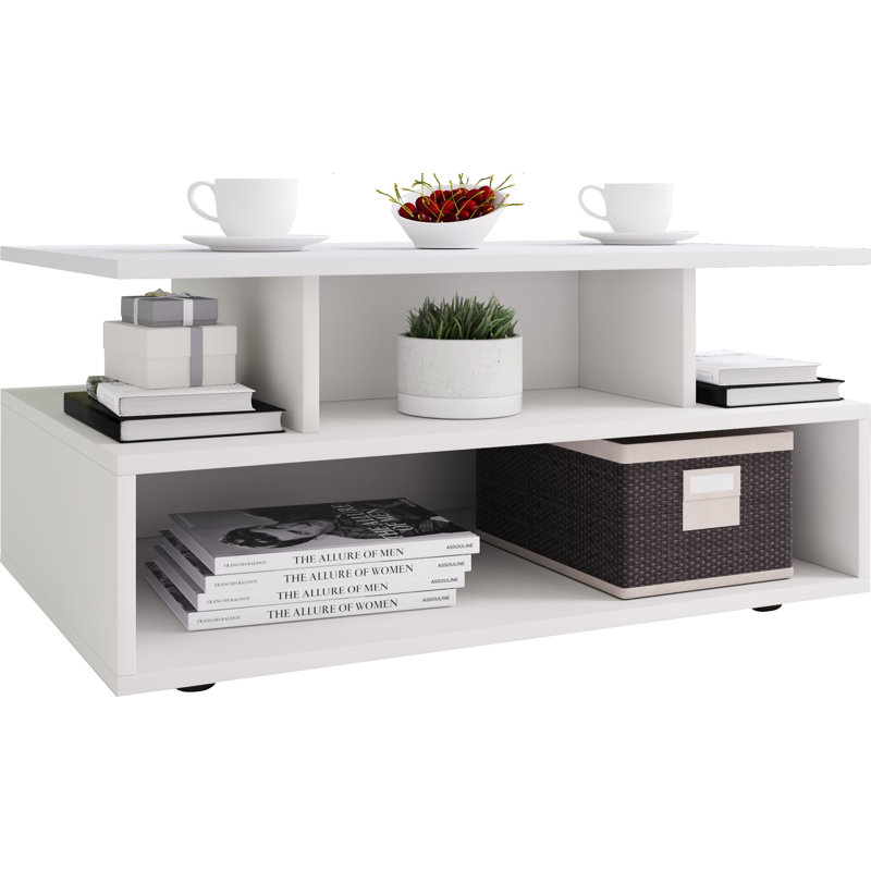 Roin Coffee Table with Storage, White