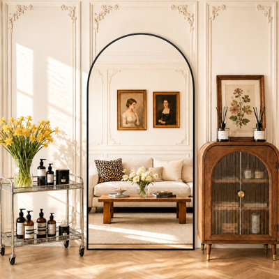 Malesha Large Modern Full Length Arched Aluminum Alloy Framed Floor Mirror