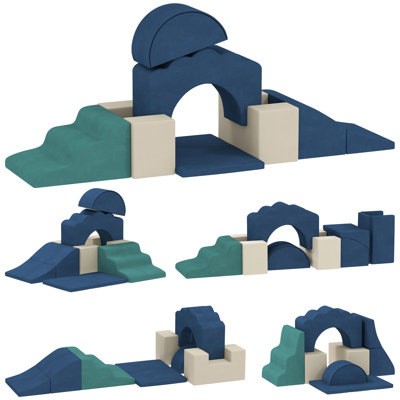 Ensemble de 7 pièces de jeu pour bébé, blocs d'escalade en mousse, bleu marine