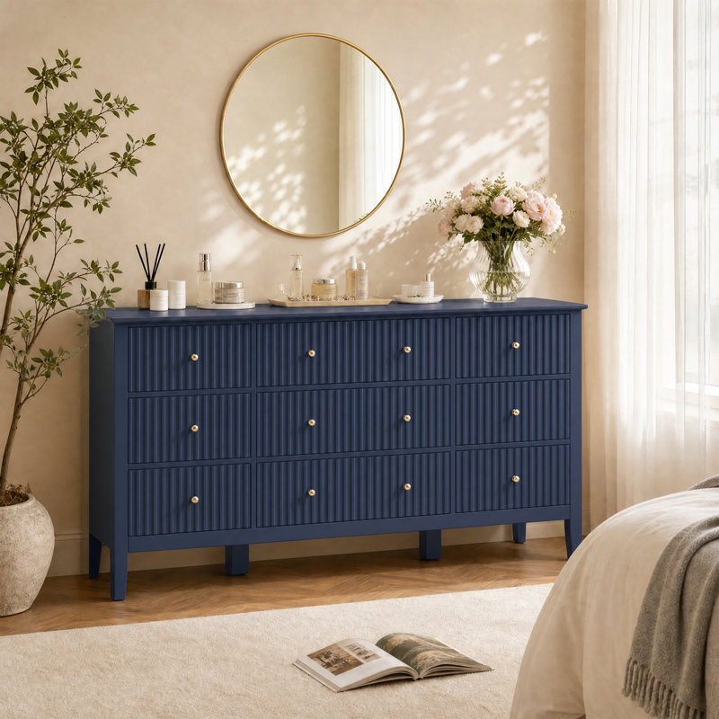 Commode 9 tiroirs Amberrae, Bleu