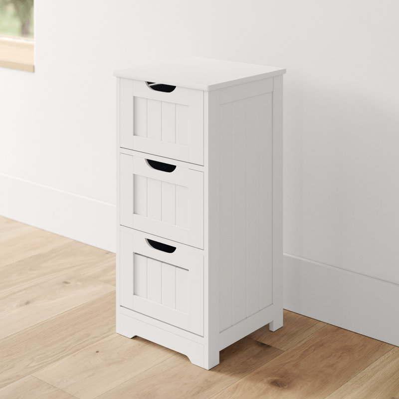 White MDF Freestanding Bathroom Cabinet with 3 Drawers