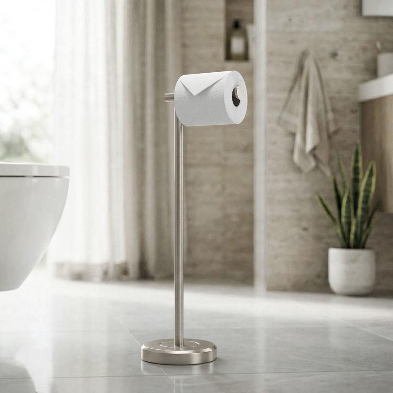 Porte-papier hygiénique sur pied Latitude II, Nickel satiné