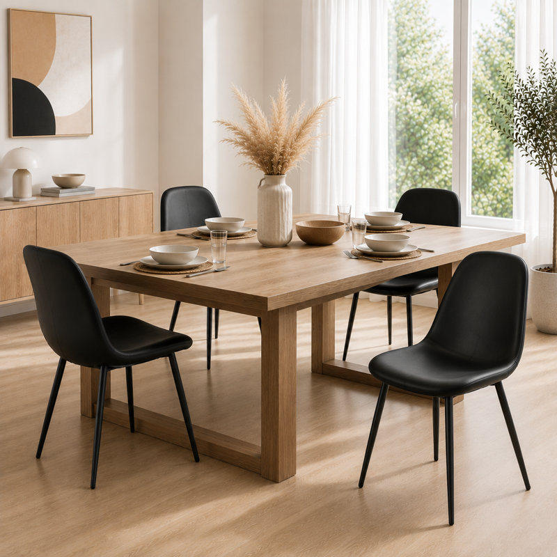 Chaise de salle à manger rembourrée Sera, Noir