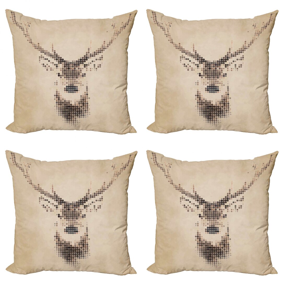 Dekokissen Kissenbezug, Deer Portrait mit Punkten, Retro, Creme Brown